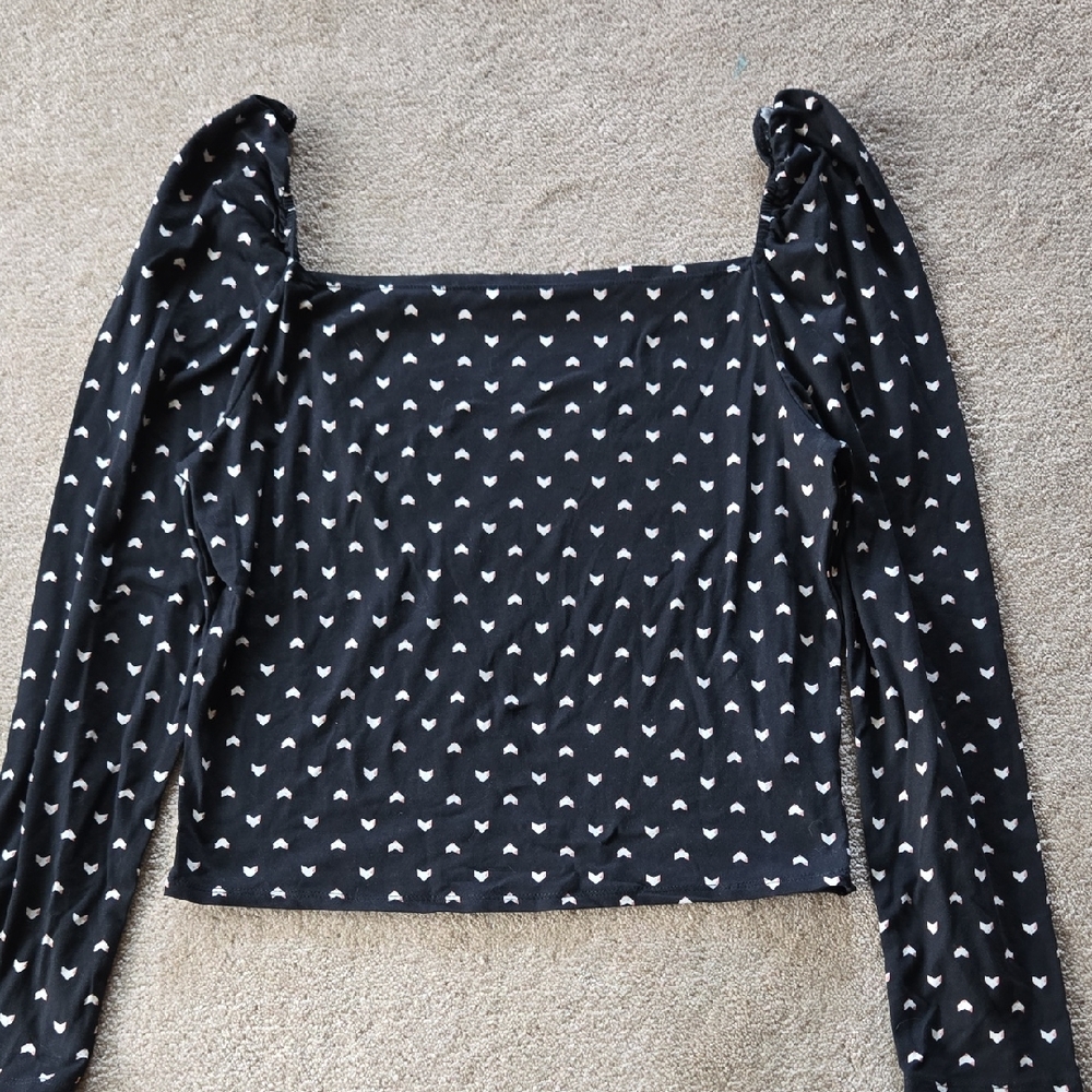 Fox Print Long-Sleeved Crop With Puff Sleeves